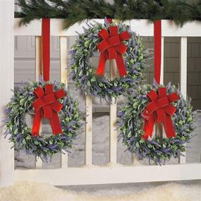 img 2 attached to 18-дюймовый венок из эвкалипта с лавандой и зелеными листьями - идеальный 🌿 для рождественской террасы, стен дома, пола, сада, офиса и свадебного декора - фиолетовый