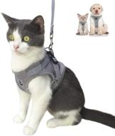 escape proof cat and dog harness - adjustable soft mesh vest 🐱 for walking - reflective strap for pet kitten, puppy, rabbit - grey, xs логотип