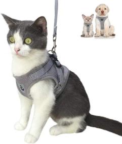 img 4 attached to Escape Proof Cat and Dog Harness - Adjustable Soft Mesh Vest 🐱 for Walking - Reflective Strap for Pet Kitten, Puppy, Rabbit - Grey, XS