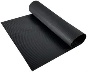 img 4 attached to 🏞️ Black Plastic Floor Runner/Protector - Resilia - Embossed Wide Rib Pattern, 27" W x 6ft L