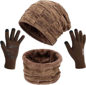 img 4 attached to Winter Beanie Hat Scarf and Touch Screen Gloves Set - MAYLISACC Thermal Knit Cap Neck Warmer with Glove for Men and Women