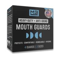 m3 naturals teeth clenching mouth guard for night, dental bite guard for night grinding, whitening trays night guards for teeth grinding, bpa free mouthguard teeth grinding, 4 guards in 3 sizes logo