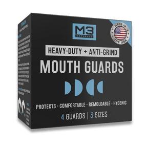 img 4 attached to M3 Naturals Teeth Clenching Mouth Guard for Night, Dental Bite Guard for Night Grinding, Whitening Trays Night Guards for teeth grinding, BPA Free Mouthguard Teeth Grinding, 4 Guards in 3 Sizes