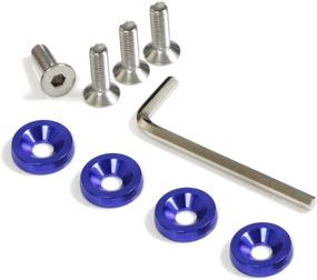 img 4 attached to 🏎️ iJDMTOY 4pc JDM Racing Style M6 Blue Aluminum Washers Bolts Kit for Car License Plate Frame, Fender, Bumper, Engine Bay, etc - Enhance Your Vehicle's Aesthetics and Performance!