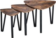 🏭 vasagle industrial nesting coffee table set: rustic brown and black, easy assembly, wood look accent furniture for living room, stackable side tables ulnt13x logo