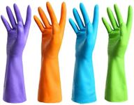 🧤 long-lasting 4 pairs of reusable household gloves for hassle-free kitchen dish washing, laundry cleaning in large size (4 colors) logo