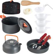 🏕️ eatcamp 12-piece backpacking cookware set for outdoor camping, hiking, and picnic – mess kit with pots, pans, and mesh bag – ideal for 1-3 person логотип