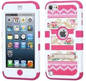 img 3 attached to Stylish and Durable Wydan Compatible Case for iPod Touch 7th/6th/5th Gen - TUFF Kickstand Impact Hybrid Hard Gel Shockproof Case Cover - Lace Roses for Apple