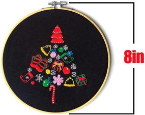 img 3 attached to 🎄 Рождественский набор для вышивания крестом - 2 комплекта с тканью в рождественском рисунке, бамбуковым кольцом, цветными нитками и инструментами - идеально подходит для начинающих на Рождество