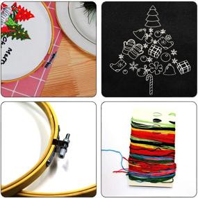 img 4 attached to 🎄 Рождественский набор для вышивания крестом - 2 комплекта с тканью в рождественском рисунке, бамбуковым кольцом, цветными нитками и инструментами - идеально подходит для начинающих на Рождество