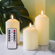 eywamage ivory flameless pillar candles with remote - realistic flickering led battery candles in various sizes and real wax логотип