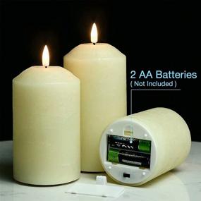 img 2 attached to Eywamage Ivory Flameless Pillar Candles with Remote - Realistic Flickering LED Battery Candles in Various Sizes and Real Wax