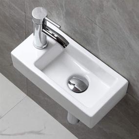 img 1 attached to 💦 Stylish Wall-Mounted White Small Sink for Modern Bathrooms - Left Hand