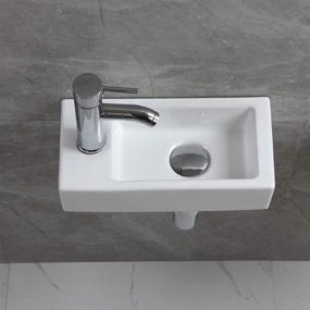 img 2 attached to 💦 Stylish Wall-Mounted White Small Sink for Modern Bathrooms - Left Hand