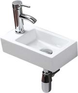 💦 stylish wall-mounted white small sink for modern bathrooms - left hand logo