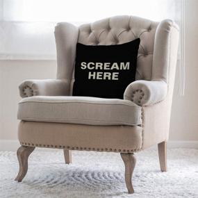 img 1 attached to Moslion Scream Here Throw Pillow Cover - 18x18 Inch Black White Square Cushion Case for Home Car Decor - Cotton Linen Phrase Design