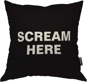 img 4 attached to Moslion Scream Here Throw Pillow Cover - 18x18 Inch Black White Square Cushion Case for Home Car Decor - Cotton Linen Phrase Design