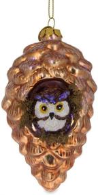 img 4 attached to 🦉 Exquisite BestPysanky Wise Owl in Pine Cone Glass Christmas Ornament: A Majestic Accent for Festive Décor!