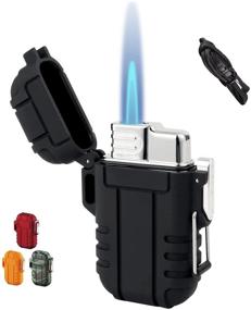 img 4 attached to 🔥 Versatile Torch Lighter with Safety Lock: Windproof and Adjustable Gas Lighter for Fireplace, BBQ, Camping & More - Perfect Men's Gift (Black, Gas Not Included)