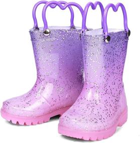 img 1 attached to 🌧️ DKSUKO Toddler Light Up Rain Boots: Водонепроницаемые резиновые сапоги с удобной ручкой для детей.