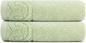 img 3 attached to 🛀 Green Cotton Hand Towel 2-Pack, Ultra Soft and Absorbent - 13 x 30 Inches - for Bathroom, Home, Hotel, Spa