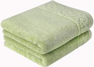 🛀 green cotton hand towel 2-pack, ultra soft and absorbent - 13 x 30 inches - for bathroom, home, hotel, spa logo