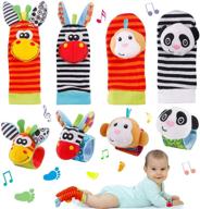🧦 fancywhoop baby socks toys wrist rattle and foot finder - 8 pcs developmental early educational toys set gift for infant newborn girl boy - 0-3 & 3-6 months logo