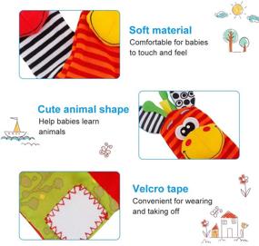 img 3 attached to 🧦 FancyWhoop Baby Socks Toys Wrist Rattle and Foot Finder - 8 PCS Developmental Early Educational Toys Set Gift for Infant Newborn Girl Boy - 0-3 & 3-6 Months