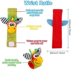 img 2 attached to 🧦 FancyWhoop Baby Socks Toys Wrist Rattle and Foot Finder - 8 PCS Developmental Early Educational Toys Set Gift for Infant Newborn Girl Boy - 0-3 & 3-6 Months