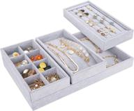 mebbay 4-in-1 stackable velvet jewelry trays organizer: grey bracelet and ring storage solution логотип
