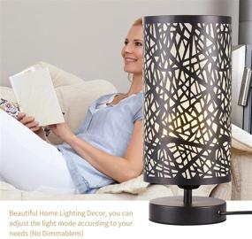 img 1 attached to 🌙 Versatile Bedside Table Lamp with 3 Color Bulb, Metal Shade – Perfect for Bedroom, Living Room, Dorm & Office