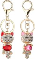 👜 rhinestone handbag keychain with kitten crystal embellishments logo