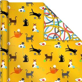img 1 attached to 🐶 Hallmark All Occasion Reversible Wrapping Paper - Dogs and Cats (3-Pack: 75 sq. ft. total) for Birthdays, Baby Showers, Christmas, Valentine's Day, and More