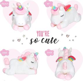 img 3 attached to 🦄 Athoinsu White Stuffed Unicorn Pillow: Soft Plush, Rainbow Horn & Wings – Perfect Birthday Gift for Girls Toddlers (15.5'')