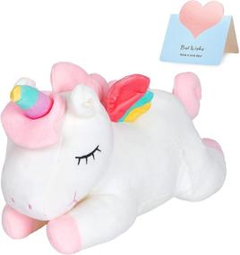 img 4 attached to 🦄 Athoinsu White Stuffed Unicorn Pillow: Soft Plush, Rainbow Horn & Wings – Perfect Birthday Gift for Girls Toddlers (15.5'')