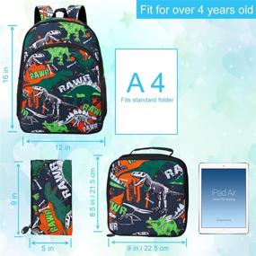 img 1 attached to 🦖 Boys' 16-inch Dinosaur Backpack with Matching Lunch Box - Ideal Kids Bookbag Combo