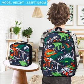 img 3 attached to 🦖 Boys' 16-inch Dinosaur Backpack with Matching Lunch Box - Ideal Kids Bookbag Combo