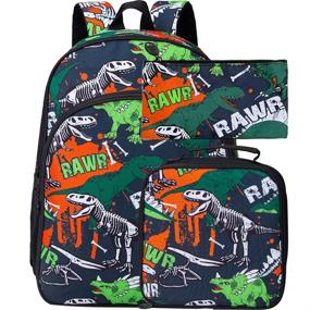 img 4 attached to 🦖 Boys' 16-inch Dinosaur Backpack with Matching Lunch Box - Ideal Kids Bookbag Combo