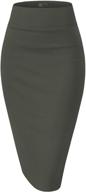 👗 h&c women premium usa-made ponte stretch pencil skirt for office, below knee length and nylon fabric logo
