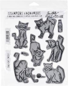 img 1 attached to 🐱 Crazy Cats Tim Holtz Cling Stamps: High-Quality Clear Stamp Collection by Stampers Anonymous CMS251