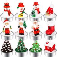 handmade christmas tealight candles set: santa claus, snowman, pine cones, and more - classic style logo