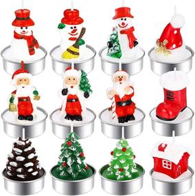 img 4 attached to Handmade Christmas Tealight Candles Set: Santa Claus, Snowman, Pine Cones, and More - Classic Style