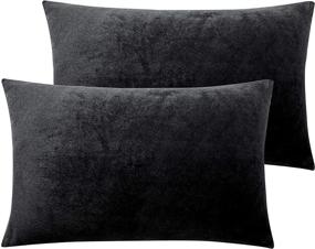 img 4 attached to 🖤 NTBAY Velvet Zippered Queen Pillowcases, 2 Pack – Soft, Cozy Luxury Solid Color Pillow Cases, 20 x 30 Inches, Black