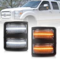 🚦 2008-2016 f250 f350 f450 f550 super duty led side mirror marker lights - white running lights with amber turn signal switchback smoked lens logo