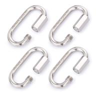💪 shonan 3 inch stainless steel chain quick links 4 pack - secure carabiners for heavy duty lifting, trailer connector - 1535 lbs capacity logo