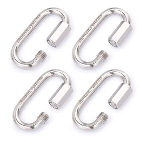 img 4 attached to 💪 SHONAN 3 Inch Stainless Steel Chain Quick Links 4 Pack - Secure Carabiners for Heavy Duty Lifting, Trailer Connector - 1535 Lbs Capacity