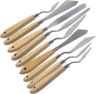 aebderp 9-piece palette knives: essential oil painting scraper set for canvas, acrylic, and oil art with wooden handles logo