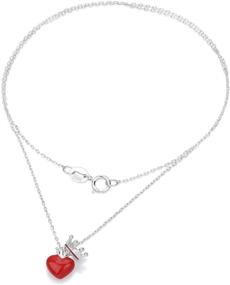 img 1 attached to 💕 YYBONNIE 925 Sterling Silver Heart Crown Pendant Necklace: A Romantic Gift for Women with 14K Red Love, Bridal Girl's Delight on a 16-Inch Italy Chain