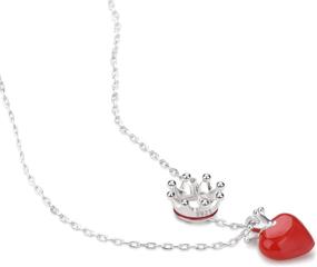 img 3 attached to 💕 YYBONNIE 925 Sterling Silver Heart Crown Pendant Necklace: A Romantic Gift for Women with 14K Red Love, Bridal Girl's Delight on a 16-Inch Italy Chain