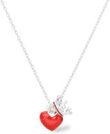 💕 yybonnie 925 sterling silver heart crown pendant necklace: a romantic gift for women with 14k red love, bridal girl's delight on a 16-inch italy chain logo